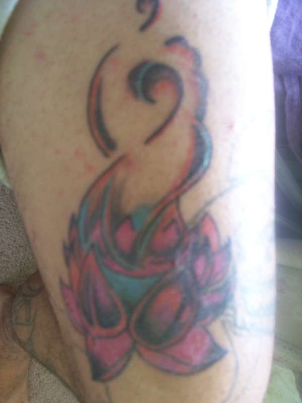 lotus flower on my thigh tattoo