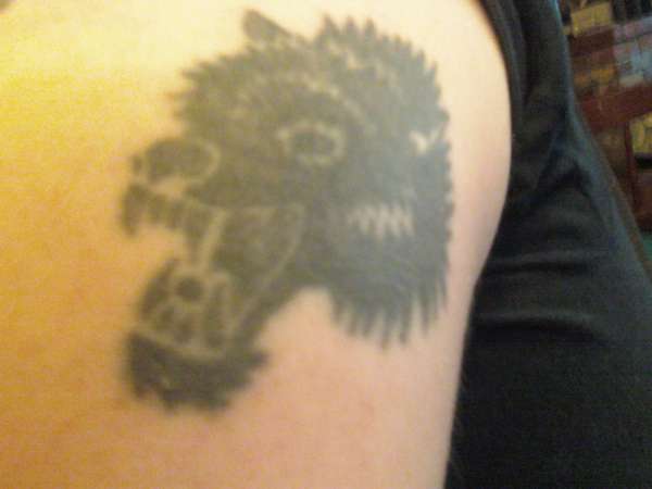 Black Wolf, left tricep. tattoo
