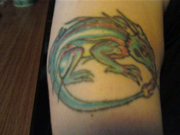 Dragon-Lizard, right bicep. tattoo