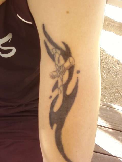 Tribal with Cross tattoo