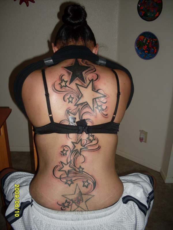 STARS on The back tattoo