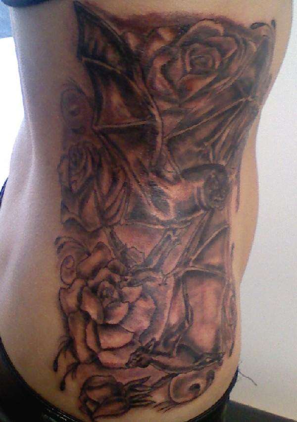 bats n roses tattoo