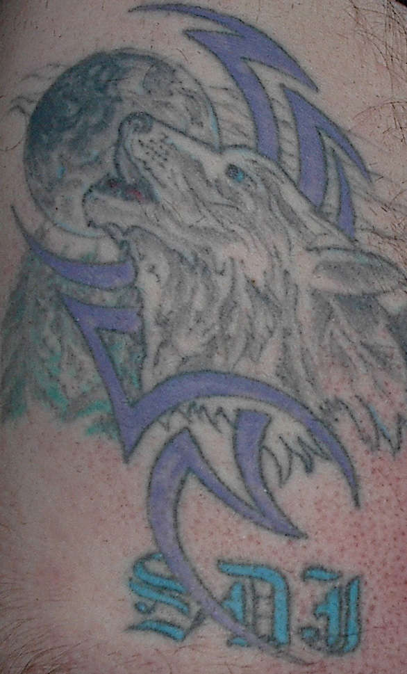 Wolf w/tribal tattoo