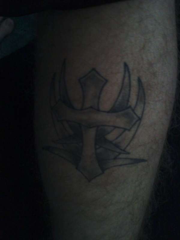 tribal and cross tattoo