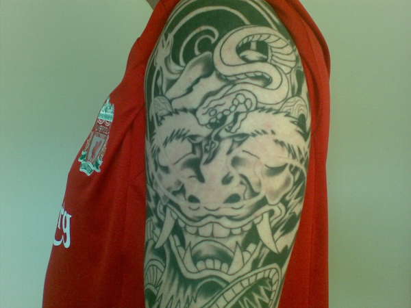 japanese demon & snake tattoo