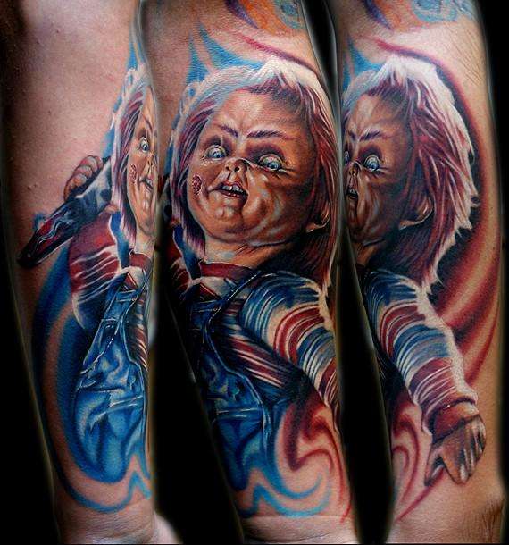 Chucky, done by Cecil Porter tattoo