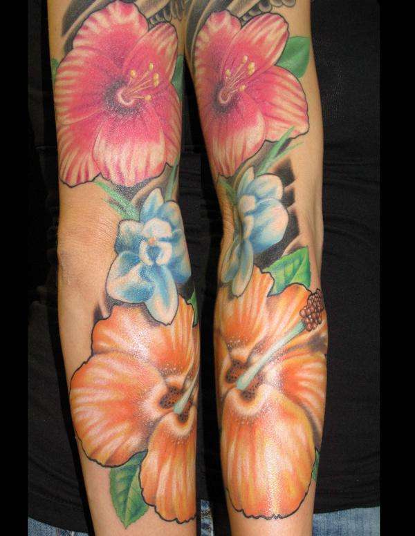 Floral Sleeve in Progress tattoo