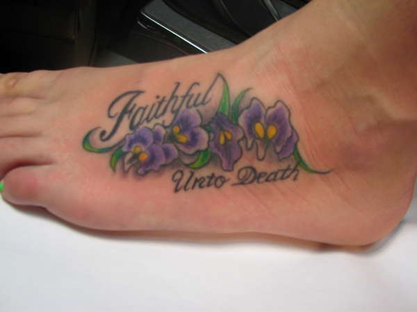 Foot violets tattoo