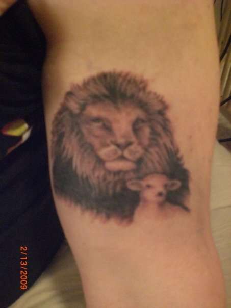 Lion and lamb tattoo
