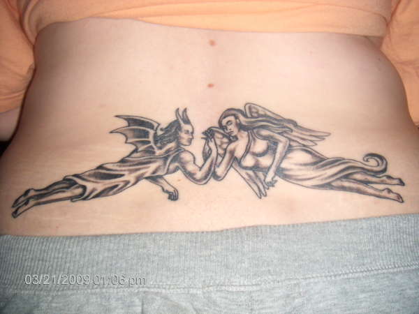 Angel/Devil tattoo - after healing tattoo