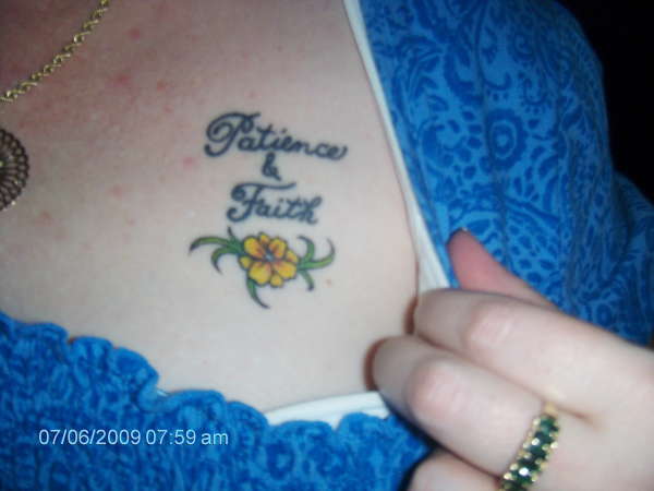 added flower to patience & faith tattoo