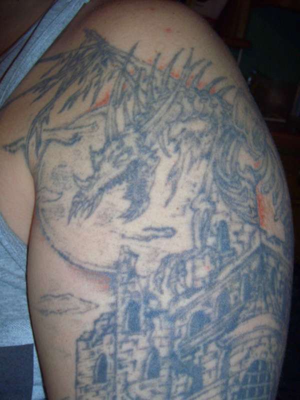 dragon n castle tattoo