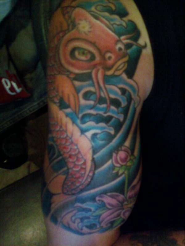 Koi half sleeve w/ Lotus flower tattoo