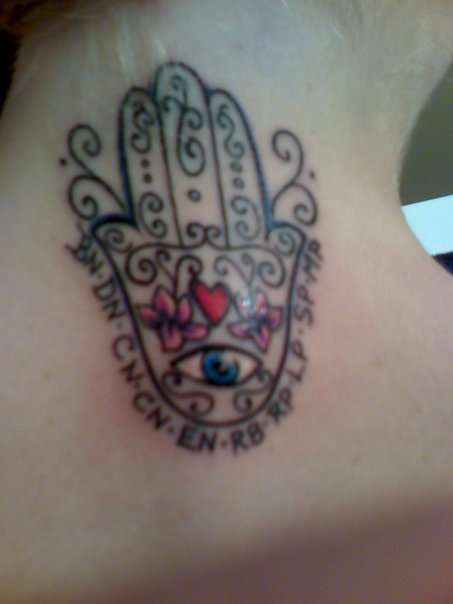 Hamsa Hand On The Back Of My Neck Tattoo