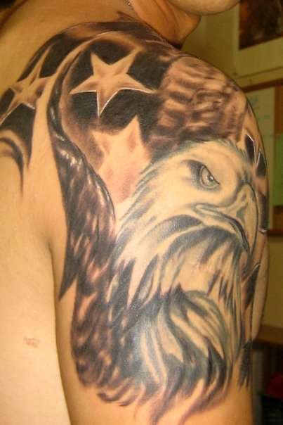eagle with american flag tattoo