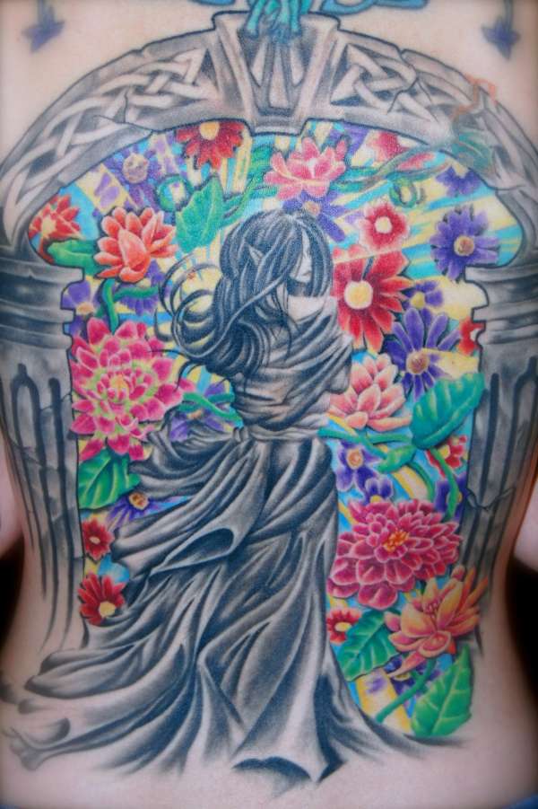 fairy back piece tattoo