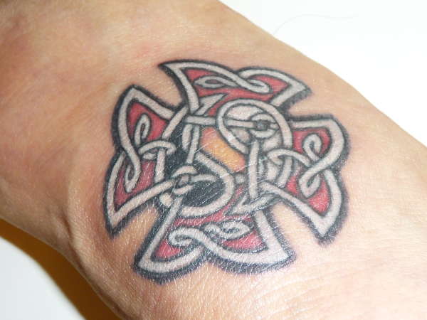 Celtic cross with yin yang tattoo