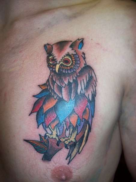 apprentice owl bird color tattoo
