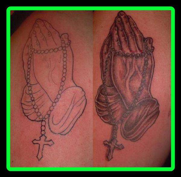 1st attempt at some praying hands tattoo