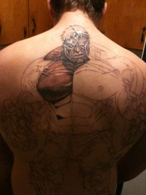 close up on hulks face tattoo