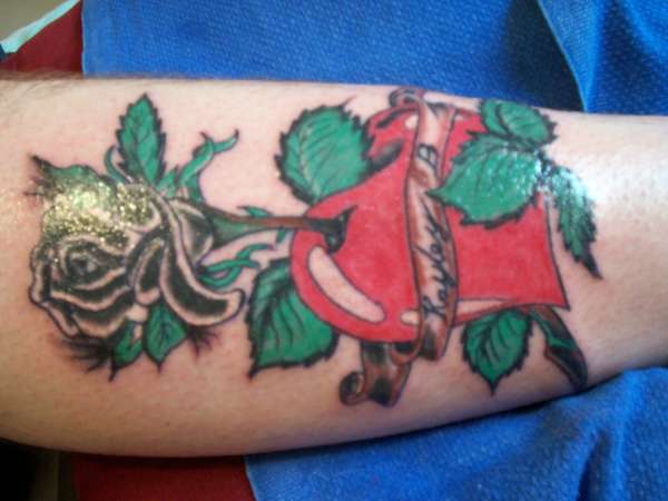 my tat it means love 2 death the name is my daughter tattoo