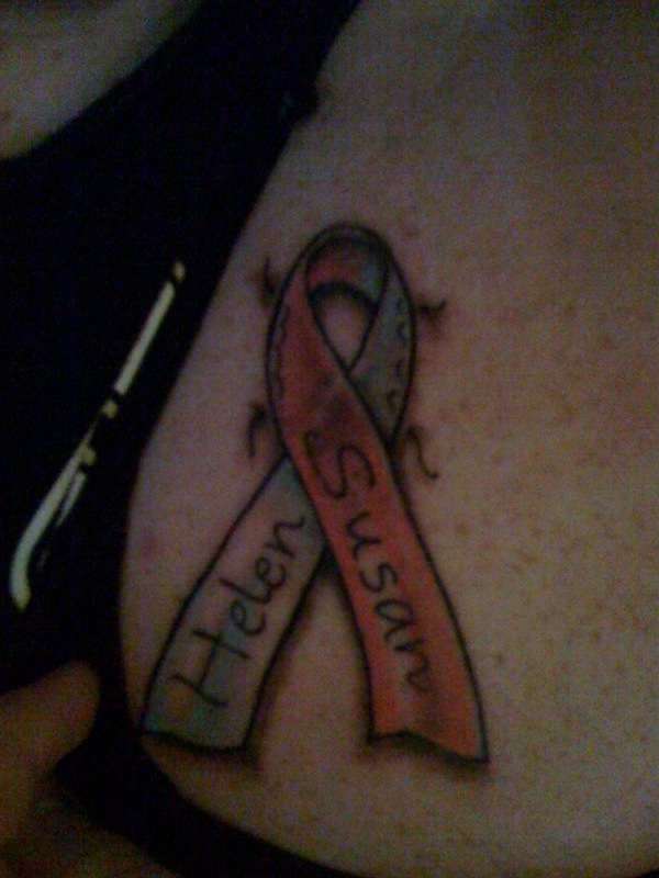 Half Breast Cancer, Half Lung Cancer tattoo