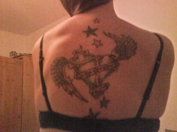 heart, wings abd stars tattoo