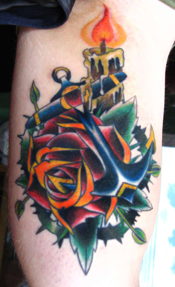 rose anchor tattoo