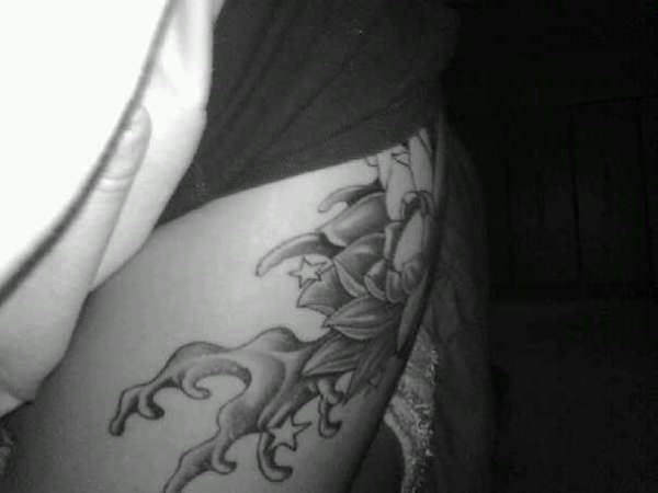 waves on my thigh, start of tattoo tattoo