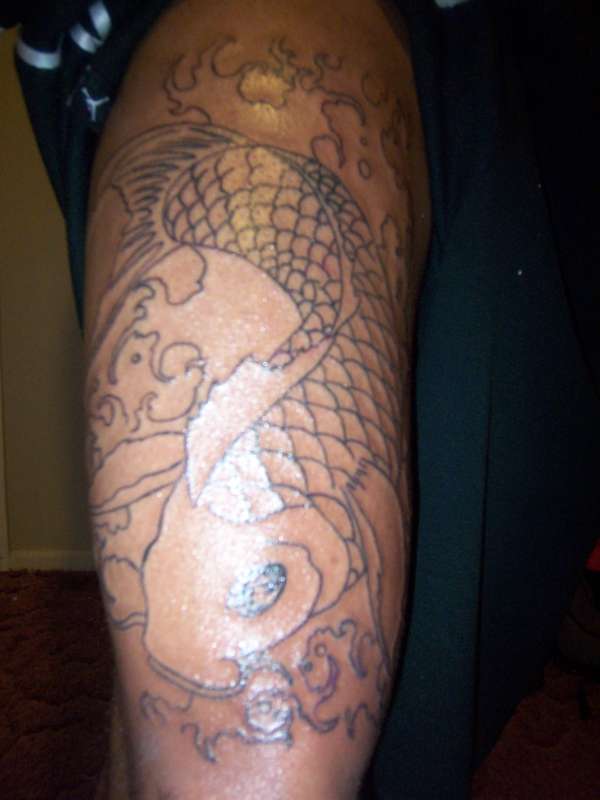Outline of koi i started on my leg tattoo
