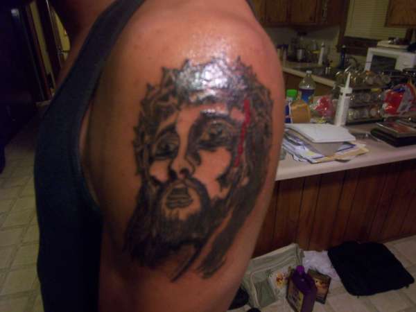 jesus head finished tattoo