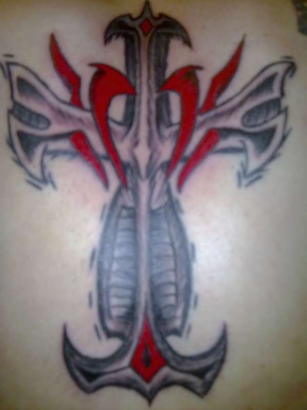 Red and Black cross tattoo