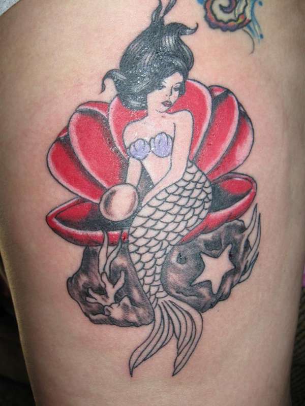 Pin up mermaid tattoo