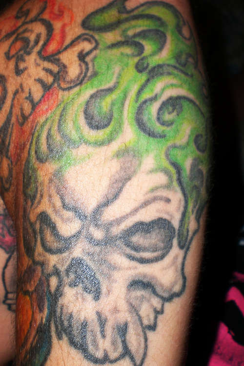 Green Skull tattoo