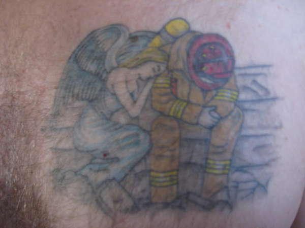 Firefighter & Angle tattoo