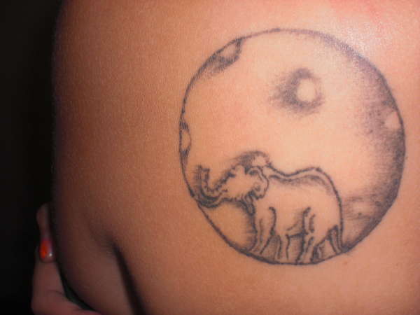 Elephant in a moon tattoo