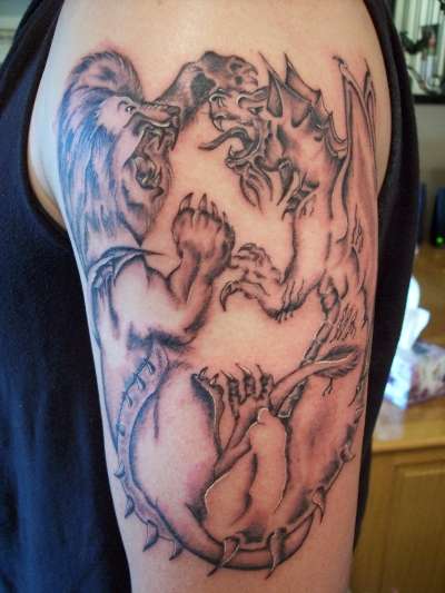 Lion-Dragon tattoo