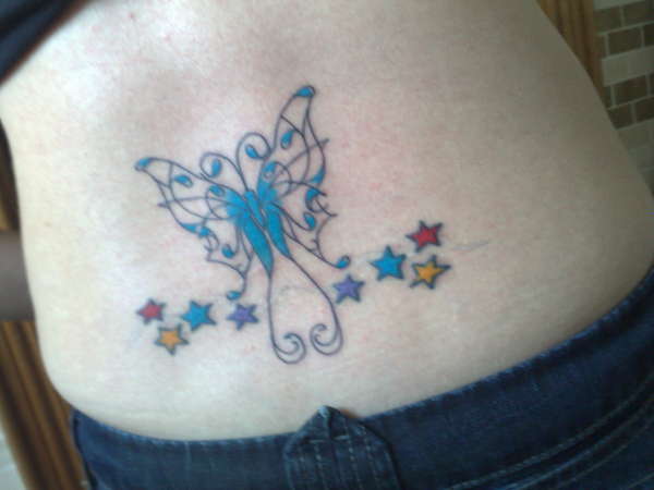 Butterfly and Stars tattoo