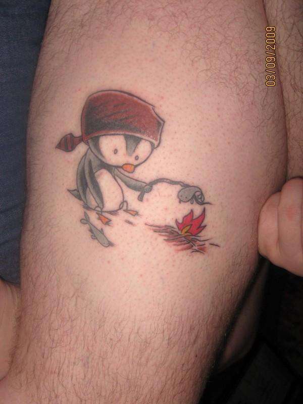 Kurt Halsey penguin tattoo