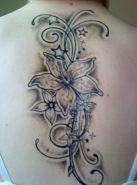 My Lily Tattoo. Should I Add Colour??? tattoo