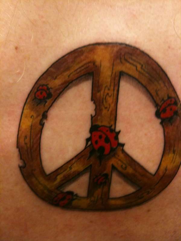 peace sign w/ladybugs tattoo