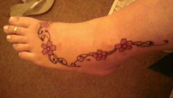 Cherry Blossom on Foot tattoo