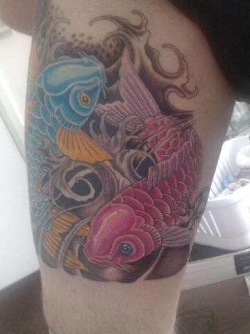 koi's and lotus tattoo