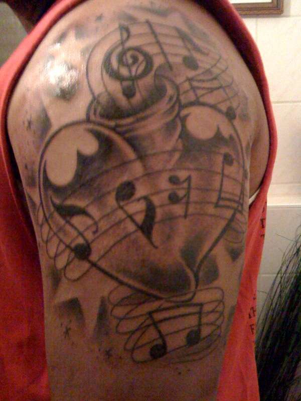 For the love of music heart tattoo
