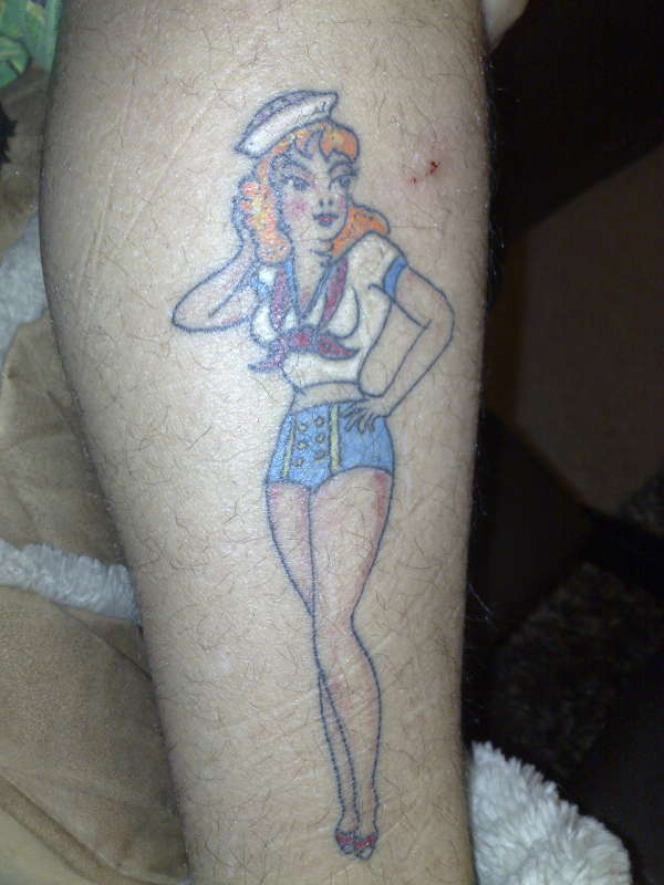 Sailor Jerry pin up Modified tattoo