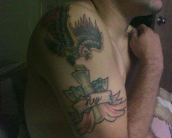 My cross with name and eagle tattoo