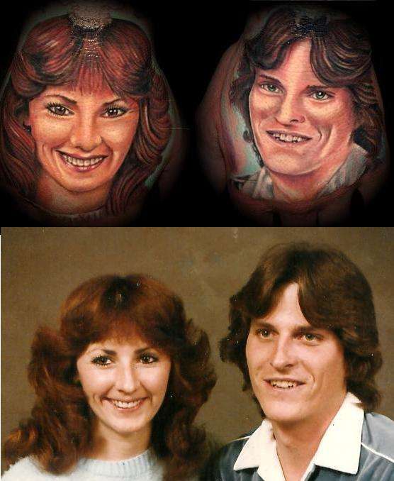 MY MOM AND DAD PORTRAITS ON MY HANDS tattoo