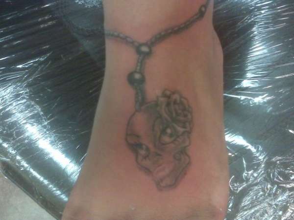 Tat #10 Skull on top of my left foot tattoo