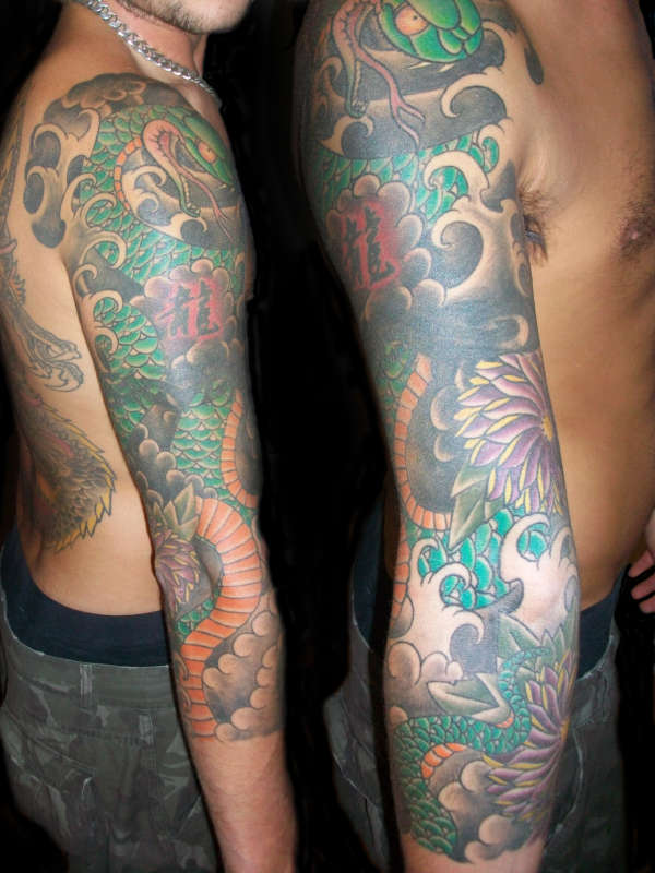 snake jap sleeve(right arm) tattoo