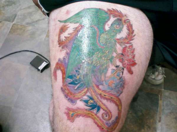 my pheonix on my thigh tattoo